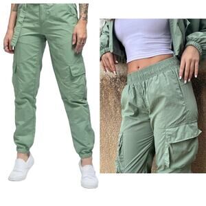 Ninth Hall Nylon Green Cargo Jogger Activewear Pants Women’s Size Large